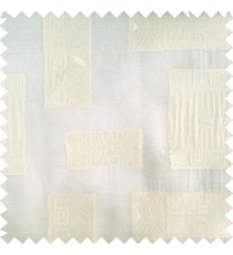 White cream color traditional designs decorative blocks stars texture gradients with transparent polyester base fabric sheer curtain
